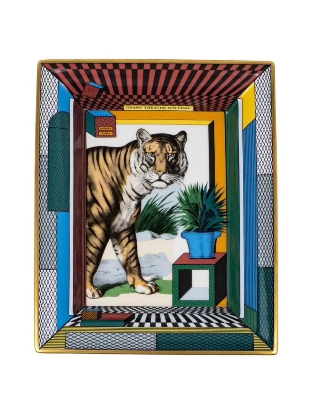 Hermes Accessory Case Grand Theater Nouveau King's Tiger Tray Plate